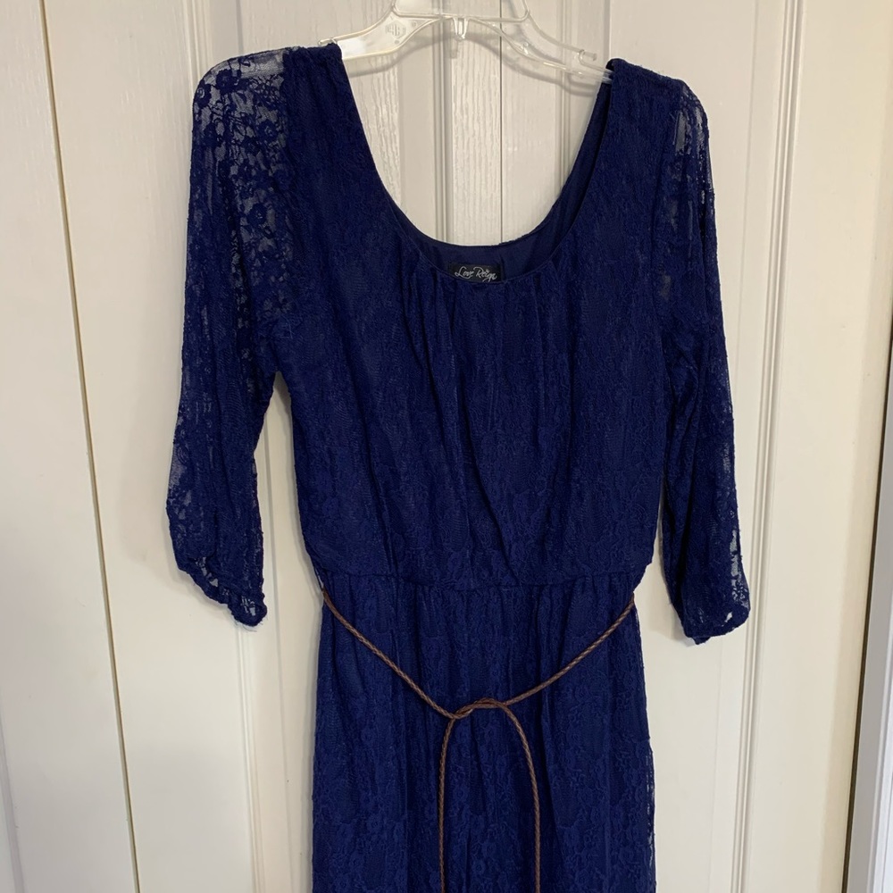 Women’s Navy Blue Lace Longsleeve Dress